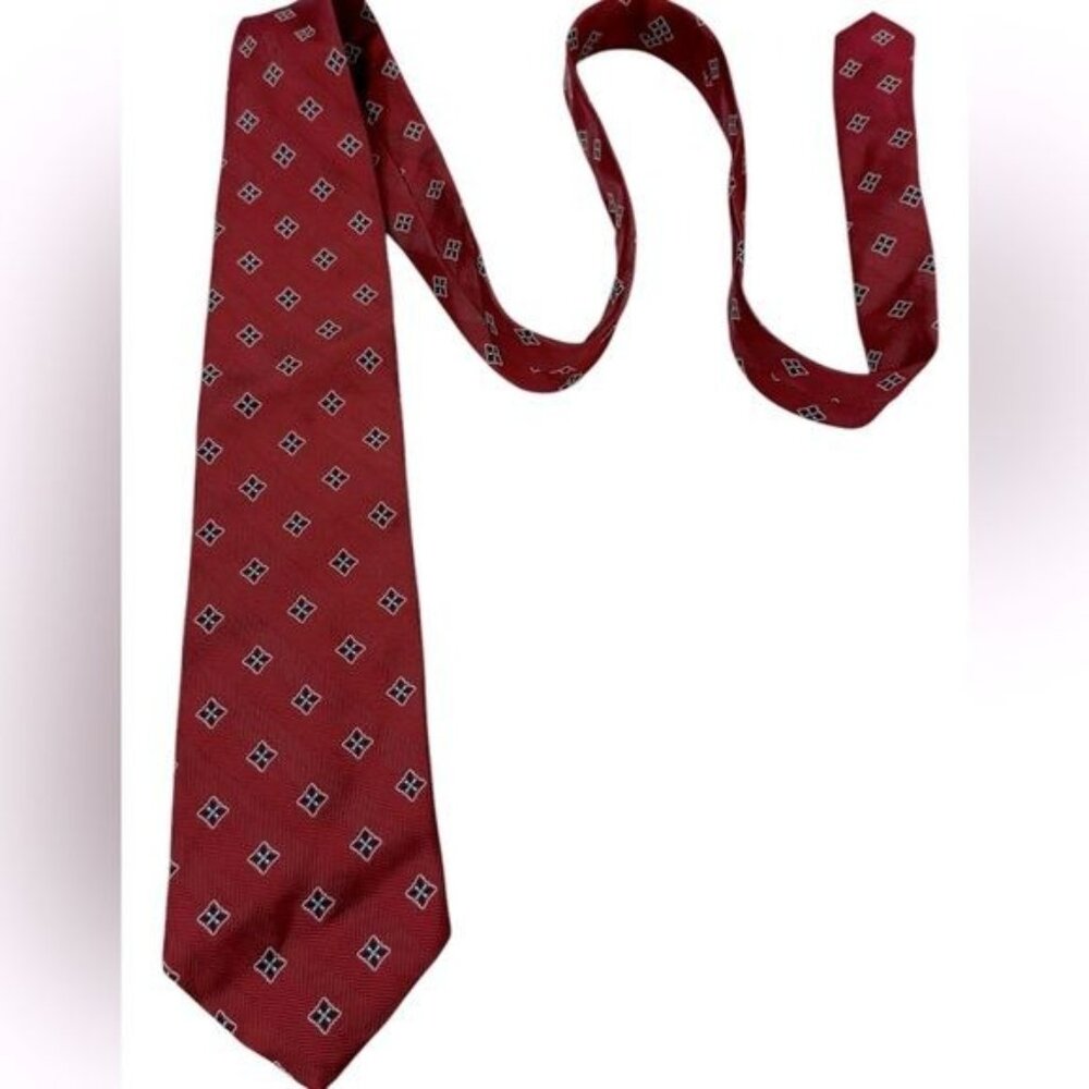 Brooks Brothers Men’s Silk Tie Red Patterned Italian Woven
